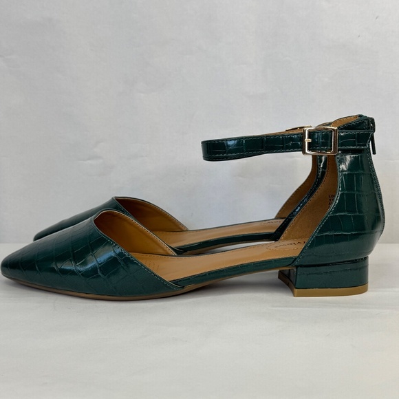 Comfort View Loucia Womens Green Alligator Pattern Ankle Strap Shoes 11WW - Picture 4 of 14